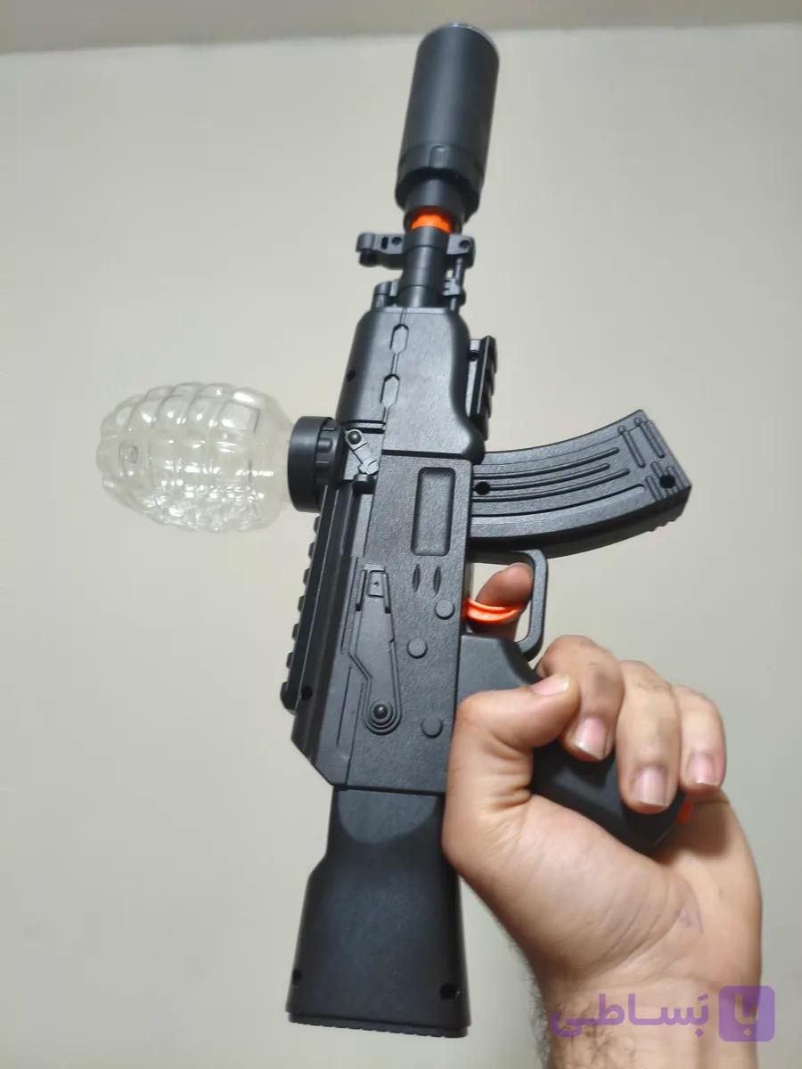 تفنگ تیر ژله ای Ak47 کلاشینکف نوری فلشر دار لیزری رگباری اصلی برد بلند کیفیت عالی مخزن دار ارسال فورری 50 درصد تخفیف تا 31 مرداد