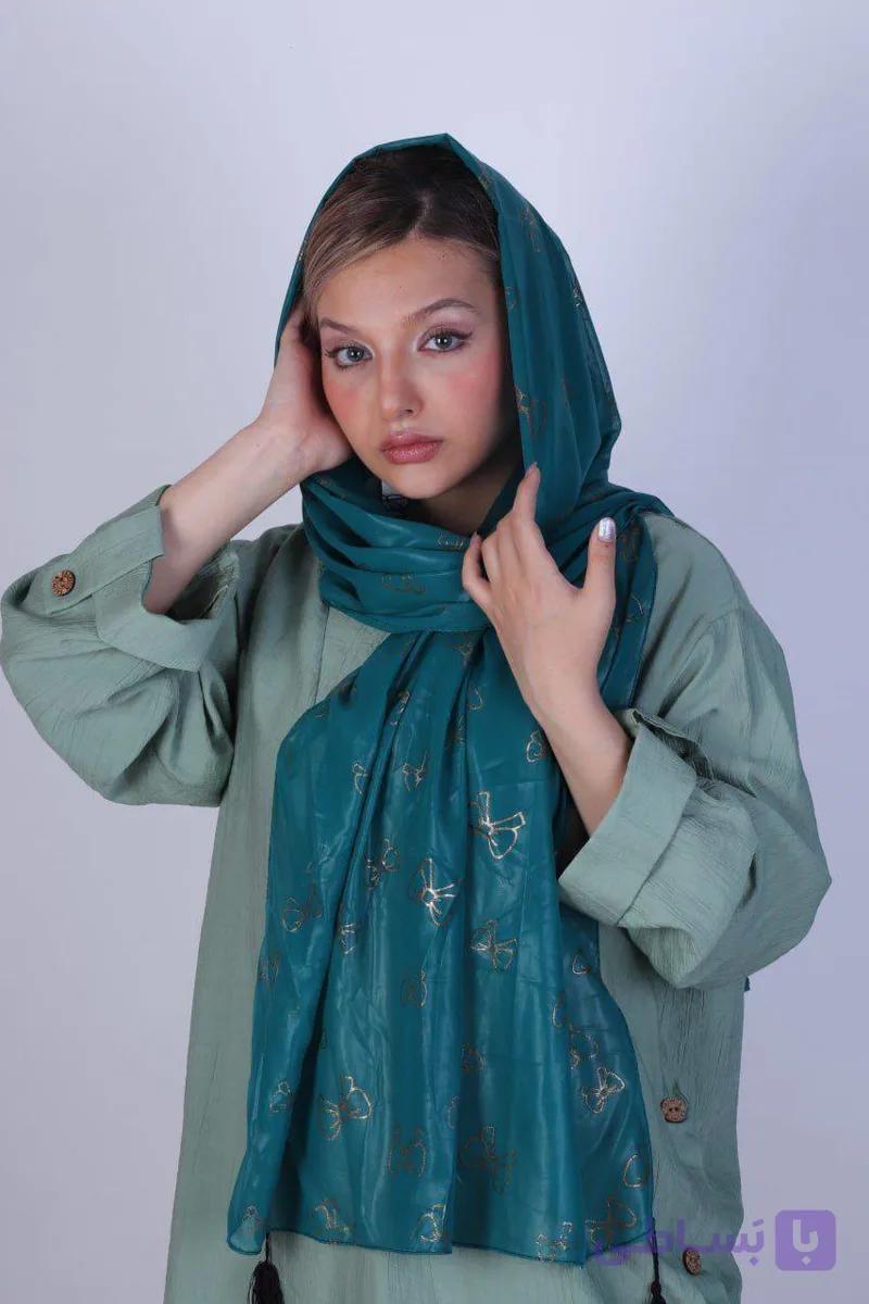 شال حریر طرح پاپیون
