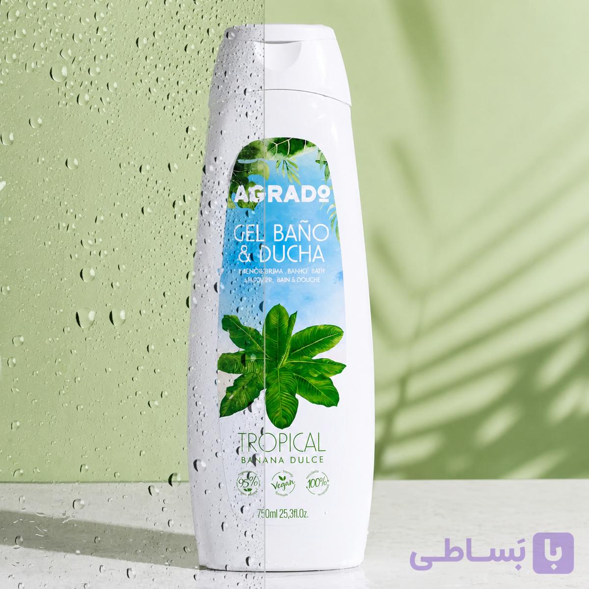 ژل دوش(شامپو بدن) گرمسیری و موز 750 میلی لیتری AGRADO