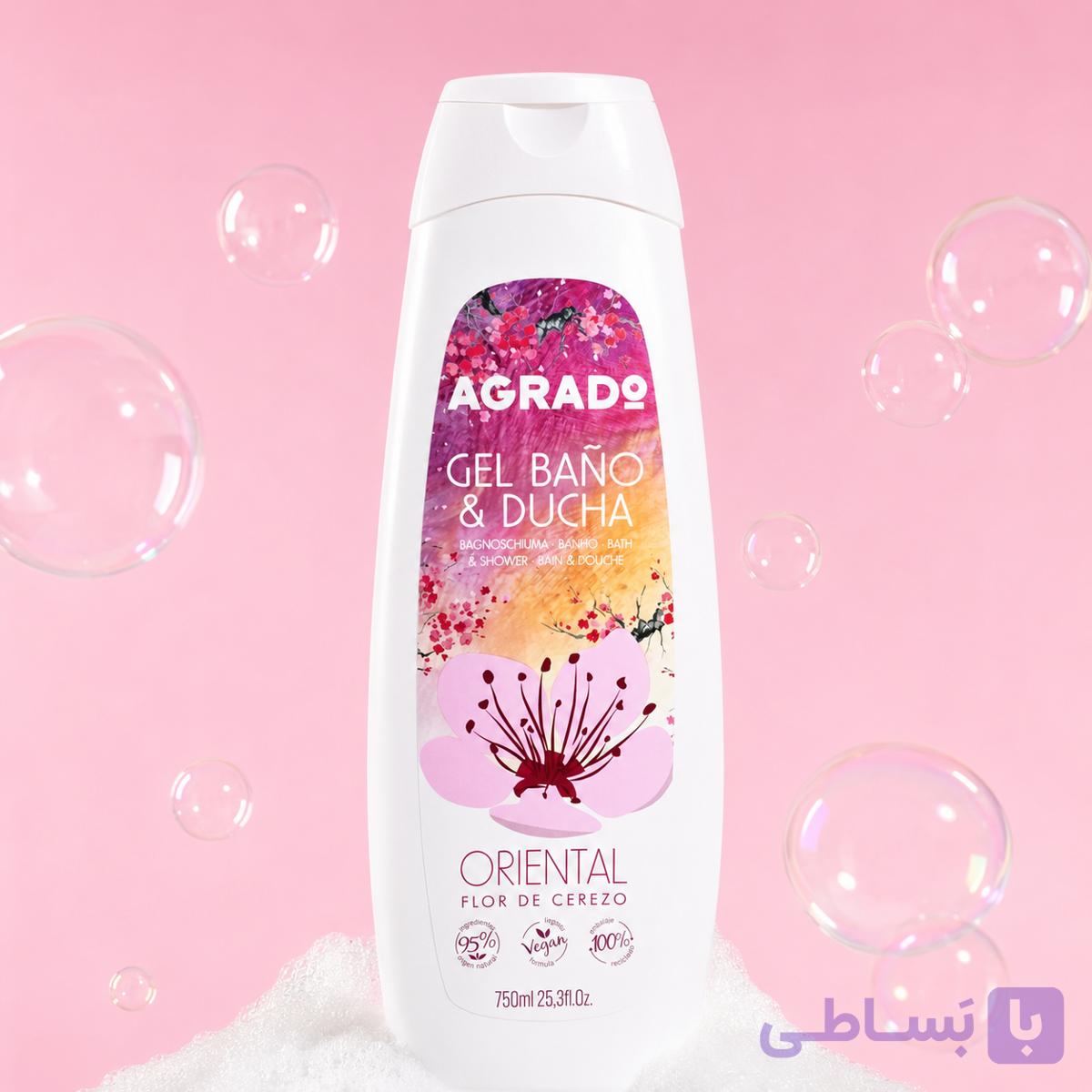 ژل دوش (شامپو بدن) گل رز ۷۵۰ میلی لیتری AGRADO