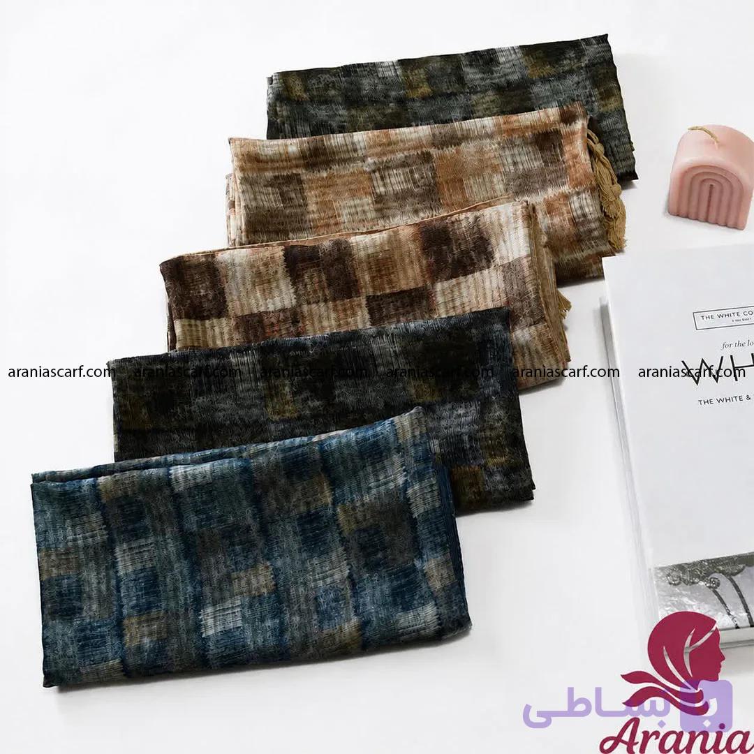 روسری نخی 125 بهاره منگوله دار کد 1523 — تصویر 1
