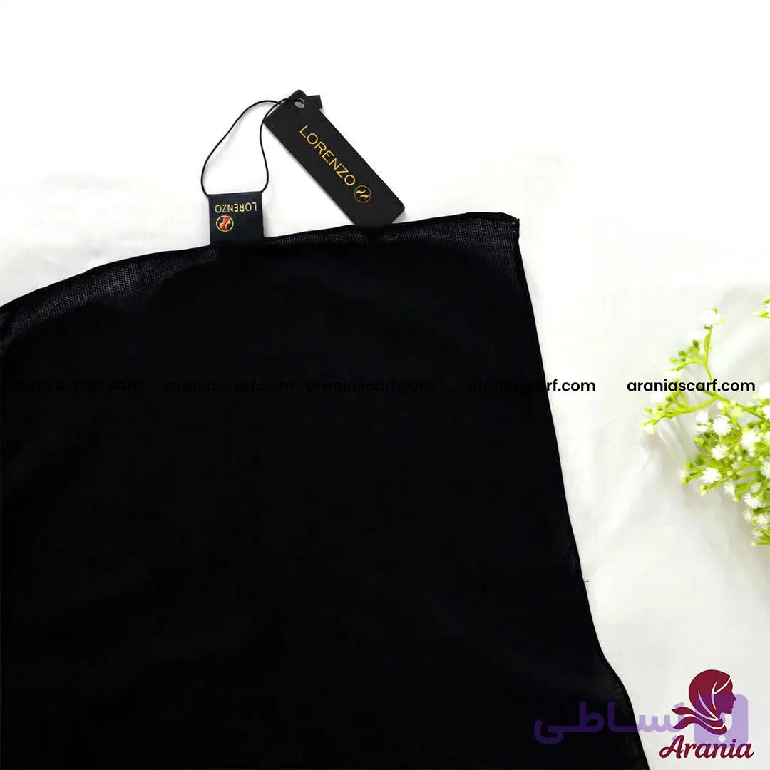 روسری نخی جت بلک منگوله دار لورنزو کد 1525 — تصویر 1