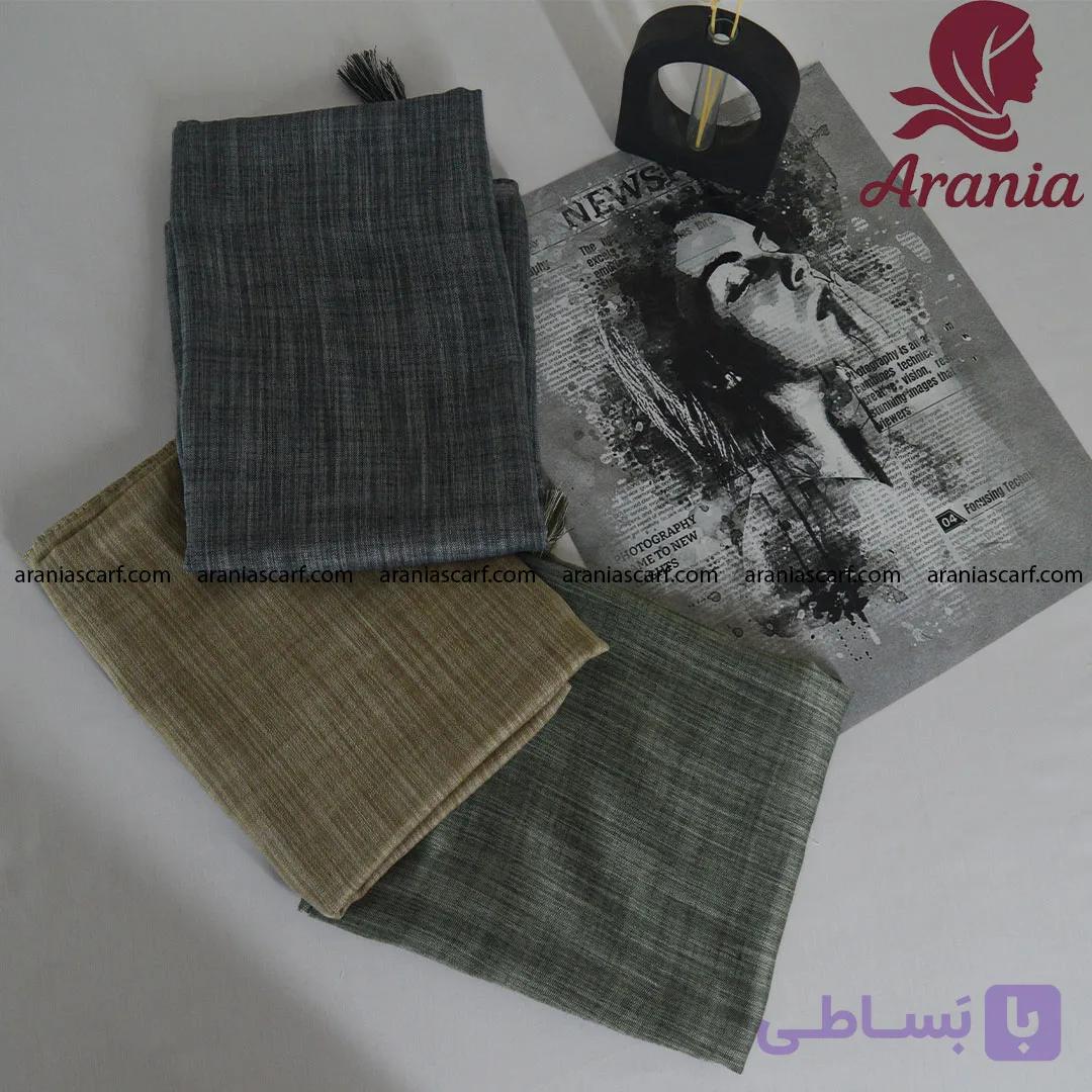 شال نخی لنین سنگ شور منگوله دار کد 1047 — تصویر 1