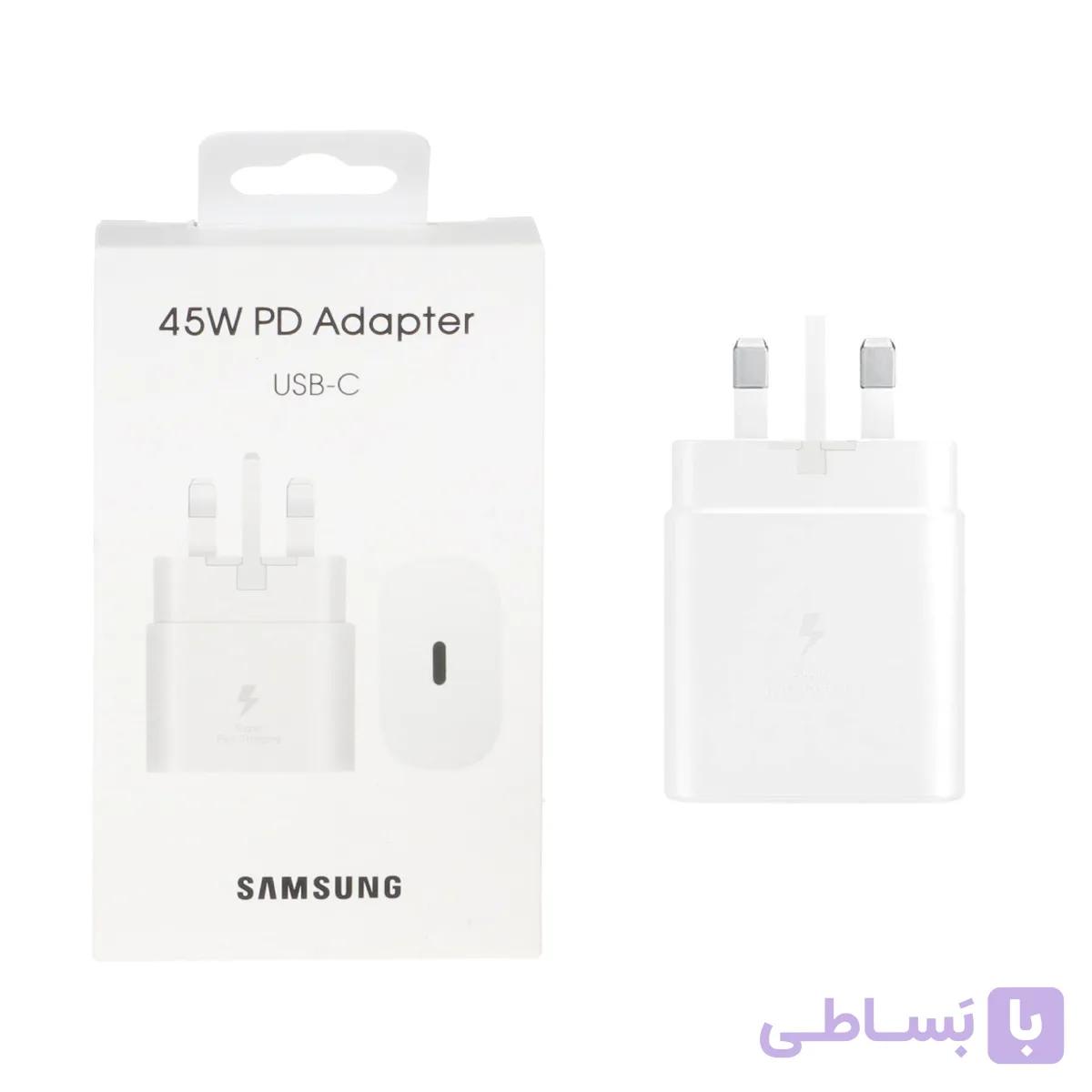 شارژر دیواری سه پین PD و فست تک پورت SAMSUNG Type-C مدل 45W - سفید - DST (گارانتی شش ماهه) - درجه یک