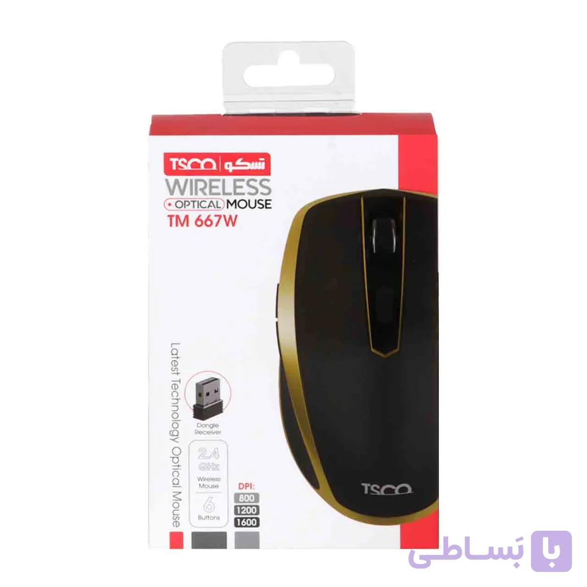 ماوس بی سیم TSCO مدل TM 667W - مشکی طلایی