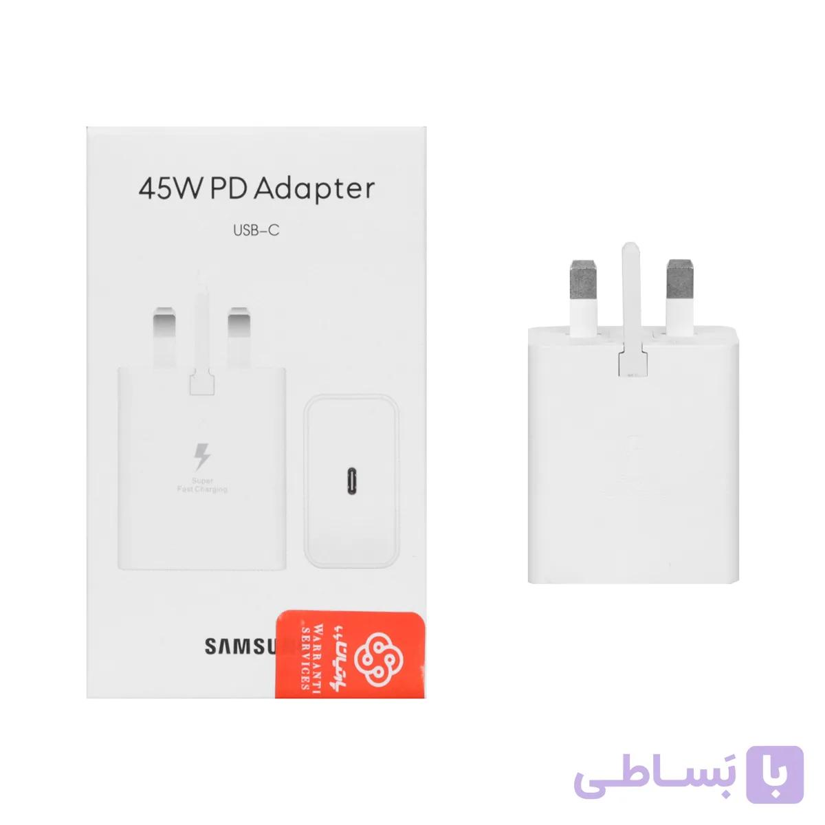 شارژر دیواری SAMSUNG 45W T4510 (S24) ( فست و PD) سفید - (گارانتی پارتیان پایا)-مجهزبه فناوری GAN-NFC