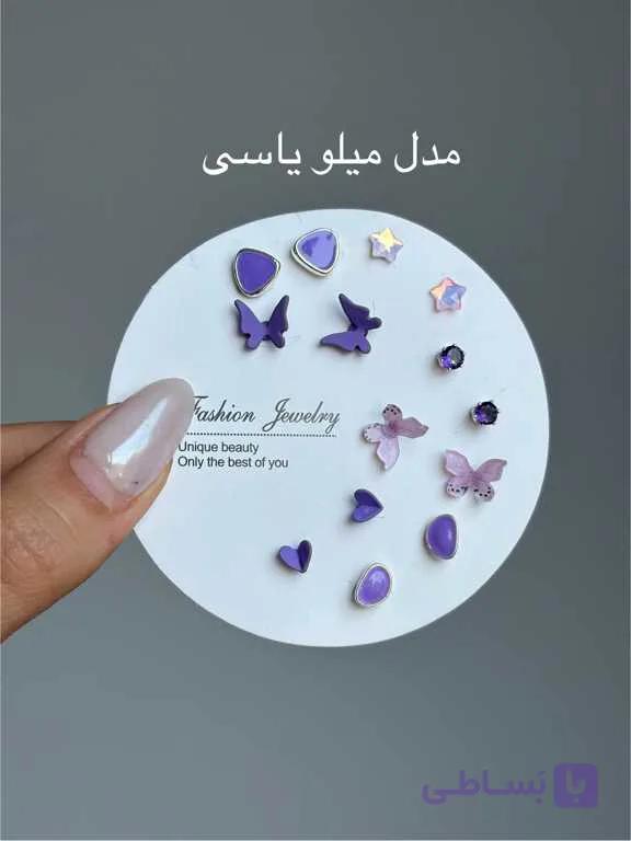 پک های گوشواره 7 تایی رنگ آبی