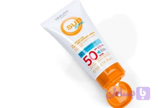 کرم ضد آفتاب قوی سان زون اوریفلیم با spf 50 مناسب انواع پوست