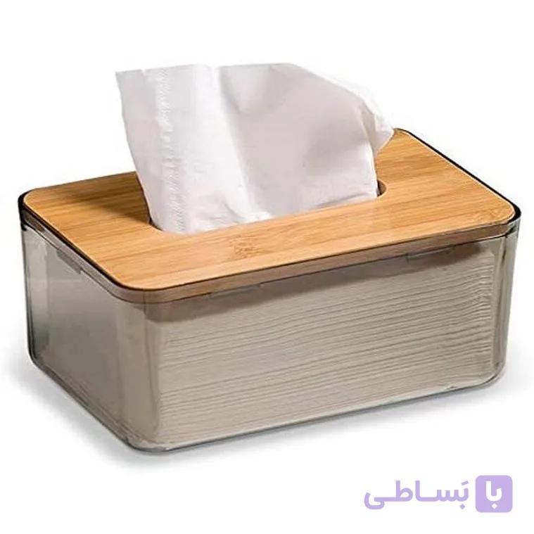 جا دستمال کاغذی اکرولیک چوب بامبو — تصویر 1