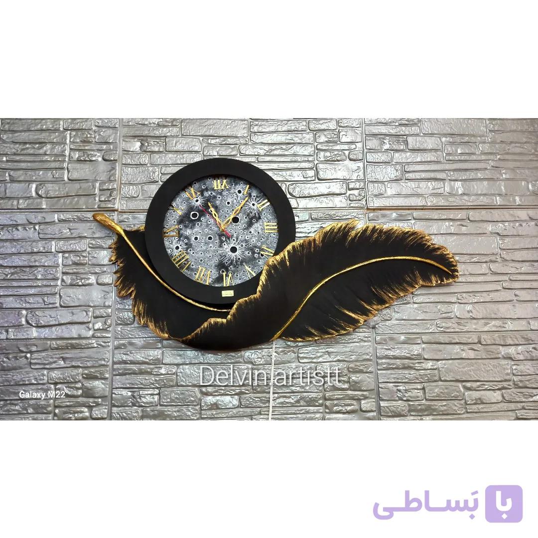 ساعت دیواری جدید طرح پر و ماه برجسته با نور مخفی، دست ساز