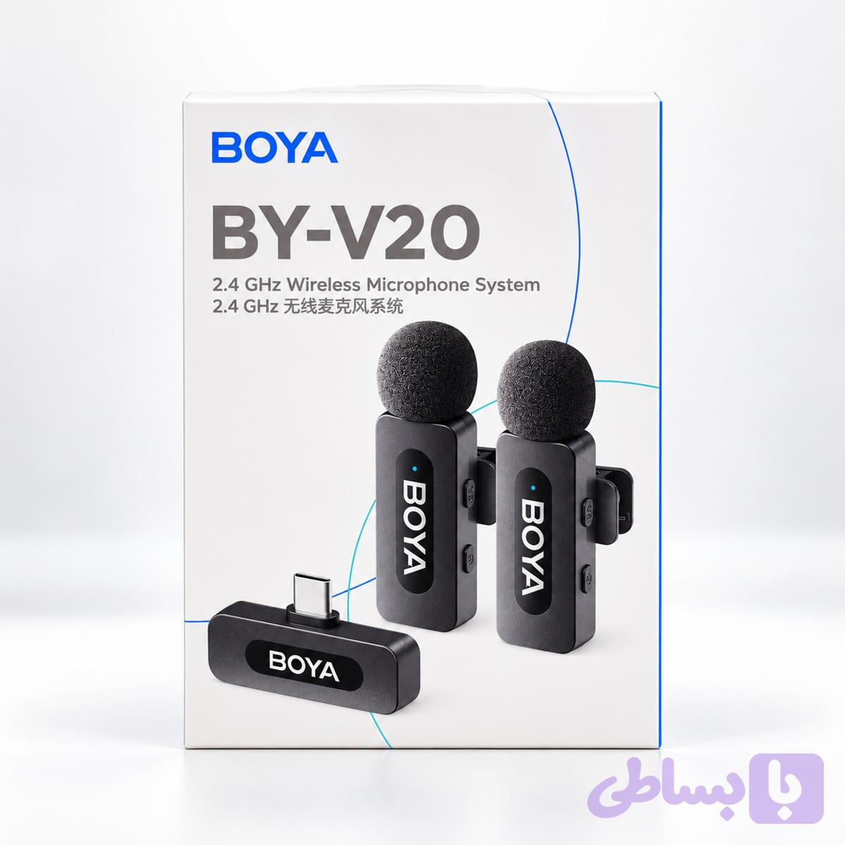 میکروفون دوکاربره یقه‌ای بی‌سیم بویا BOYA BY-V20 — تصویر 1