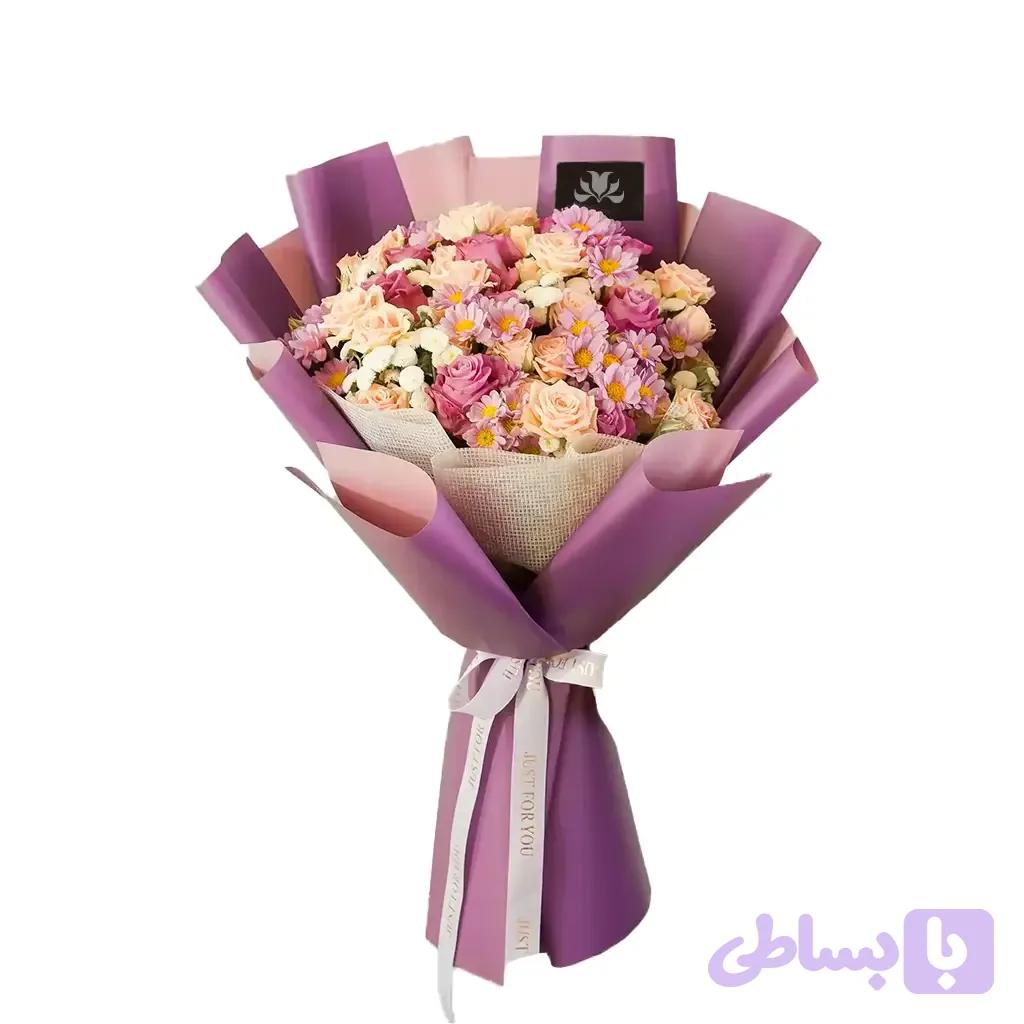 دسته‌گل مینی رز بابونه Amethyst Dream Bouquet No.8