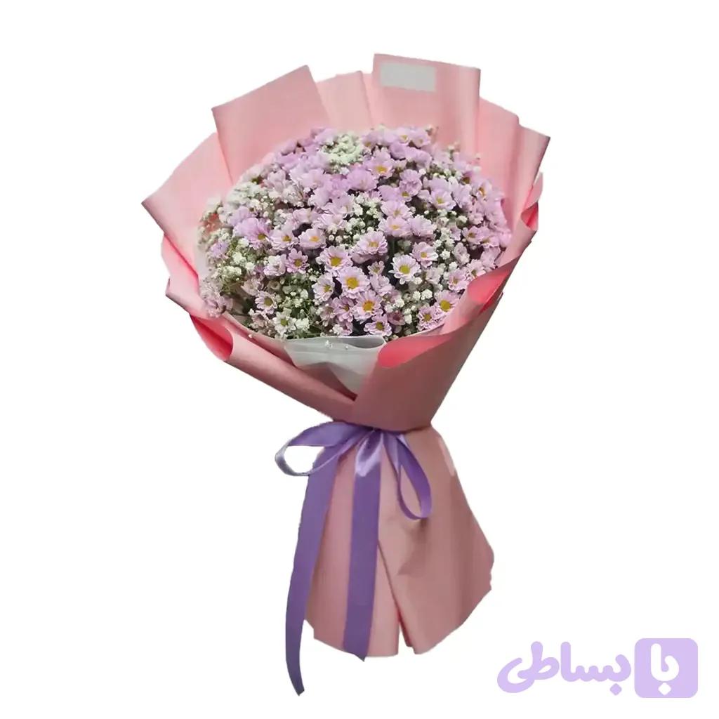 دسته‌گل مینی‌داوودی یاسی Lilac Mist Daisy Bouquet No.14
