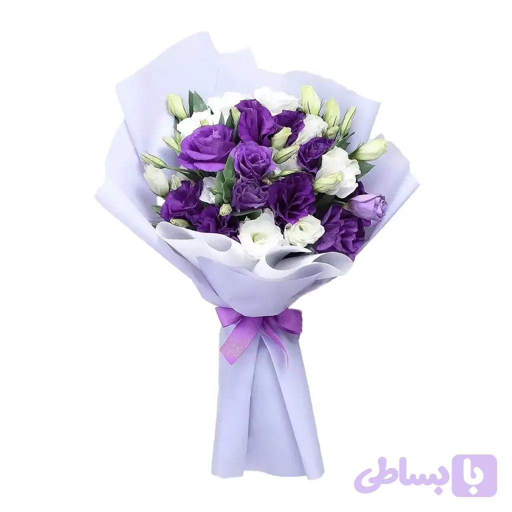 دسته‌گل لیسینتوس بنفش و سفید Royal Velvet Charm No.9