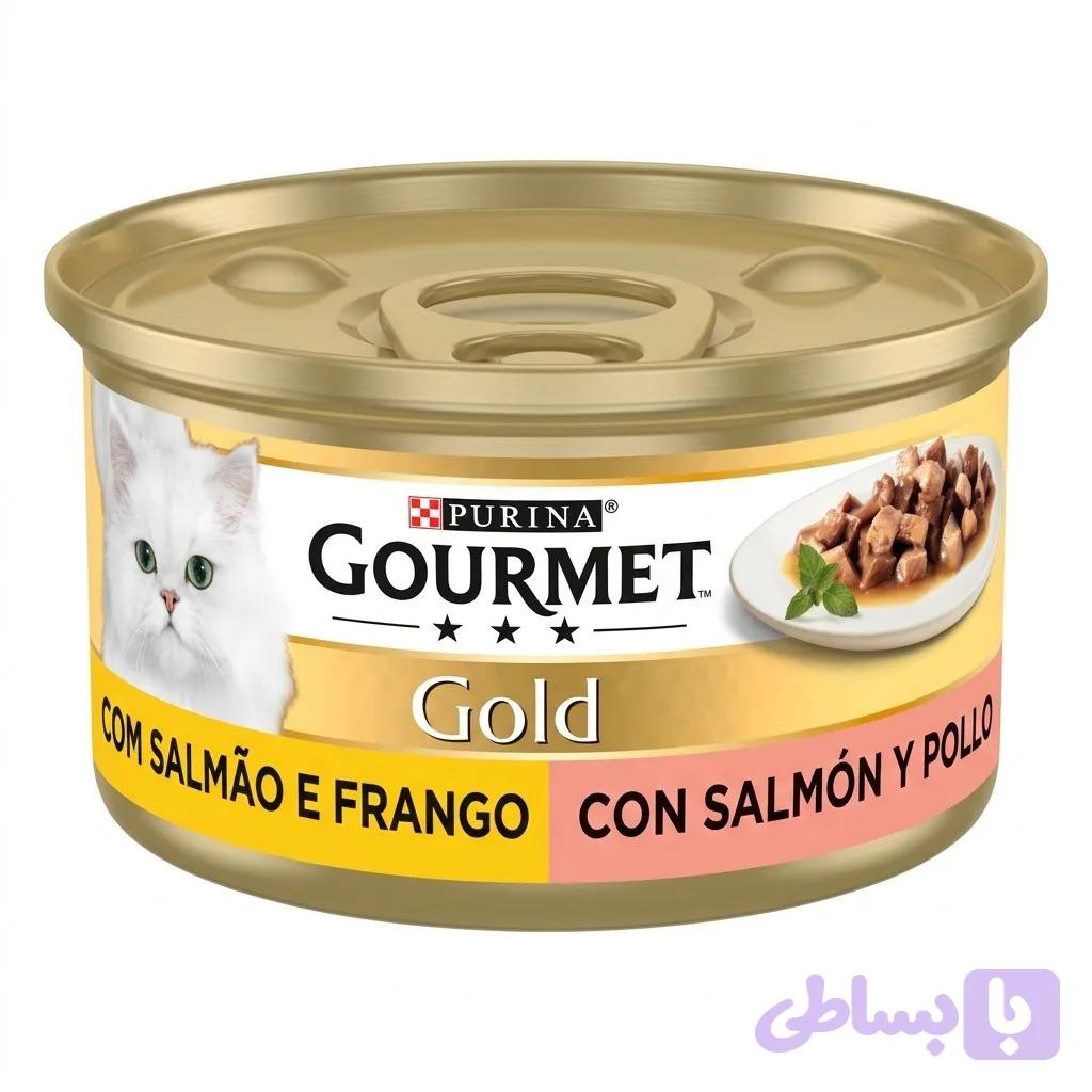 کنسرو گورمت گلد پورینا گربه خورشتی طعم سالمون و مرغ 85 گرم — تصویر 1