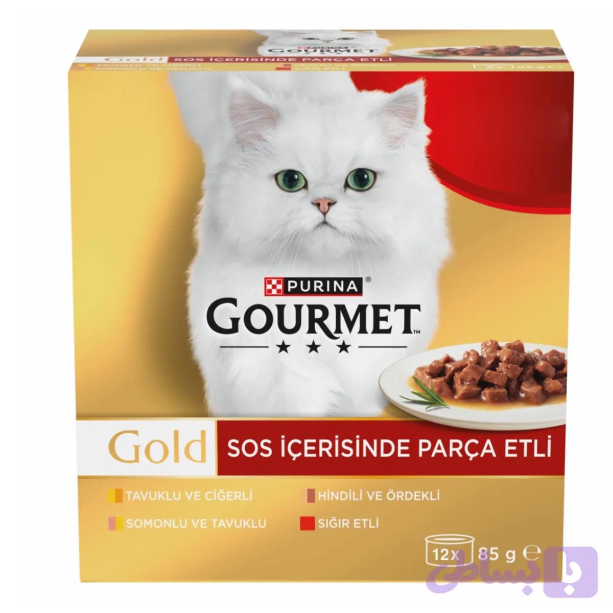 کنسرو گورمت گلد پورینا گربه خورشتی مولتی پک 4 طعم 12 عددی — تصویر 1