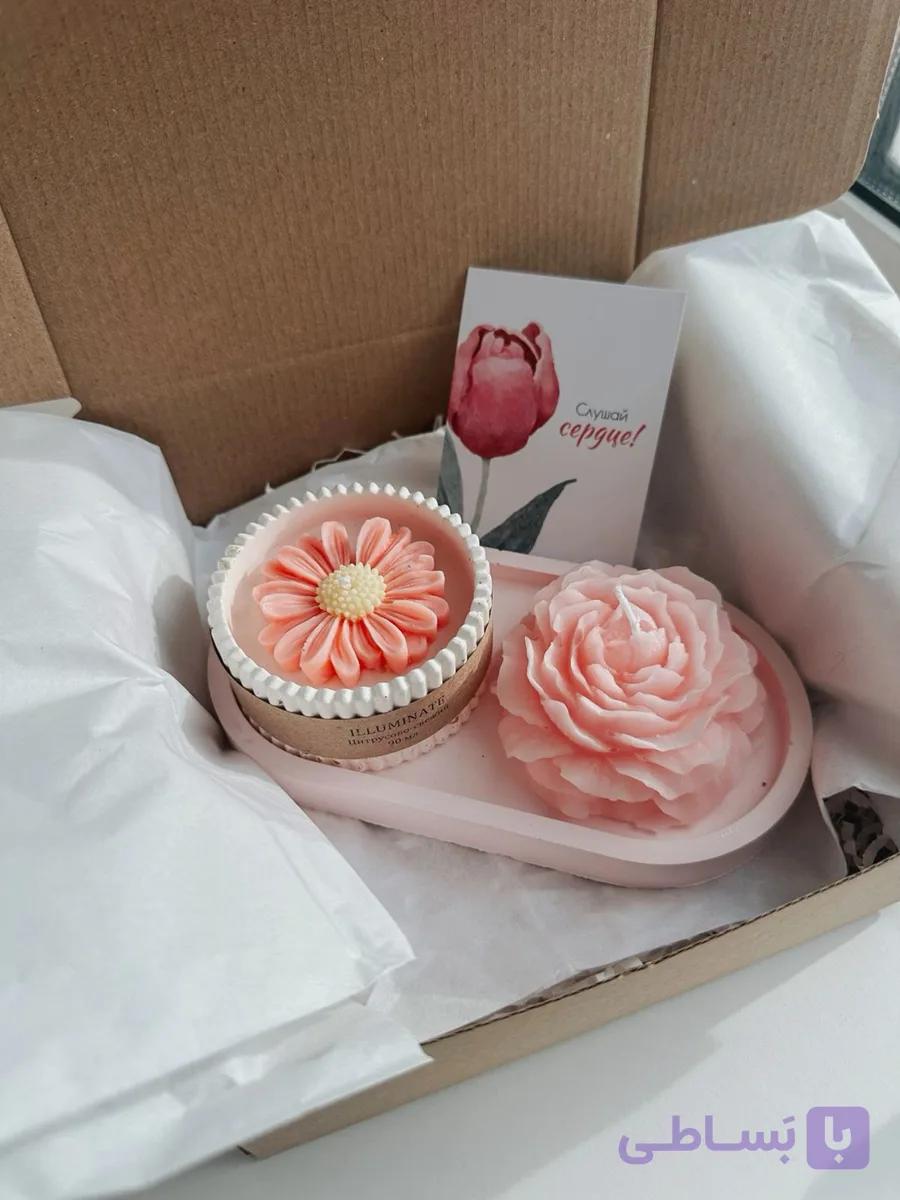 شمع گل و باکس هدیه