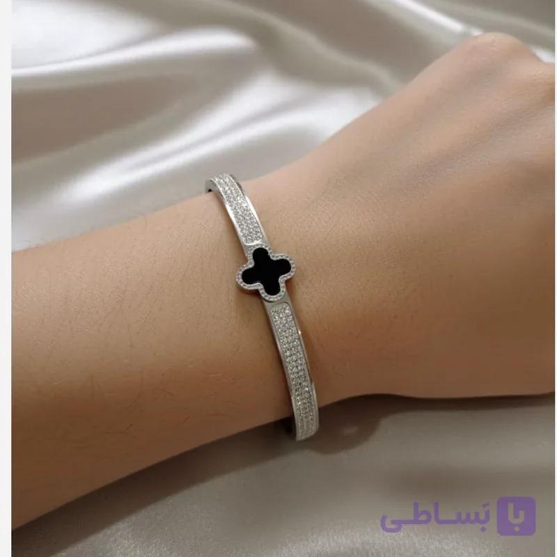 دستبند النگویی بنگل زنانه استیل ون کلیف کد13