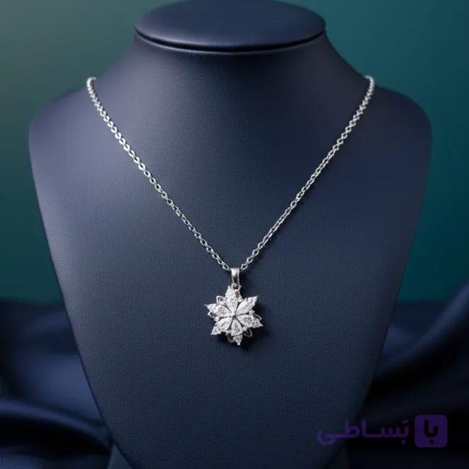 گردنبند پینترسی گردنبند مینیمال طرح گل پنج پر ظریف اسپینری.چرخشی