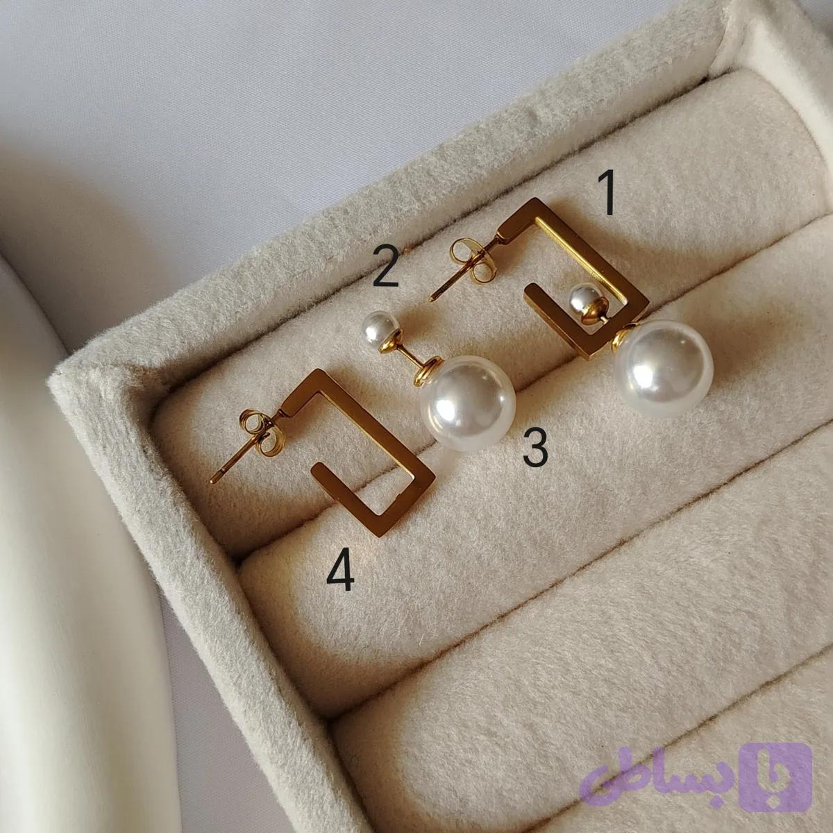گوشواره مروارید 4 مدل استیل