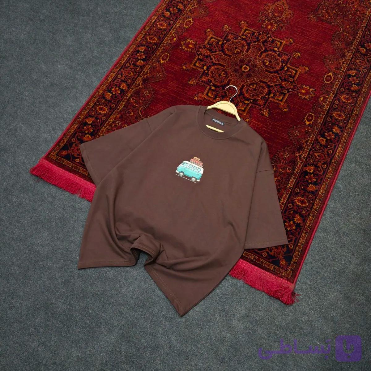 تیشرت باکسی دو نخ پنبه طرح ماشین ون — تصویر 1