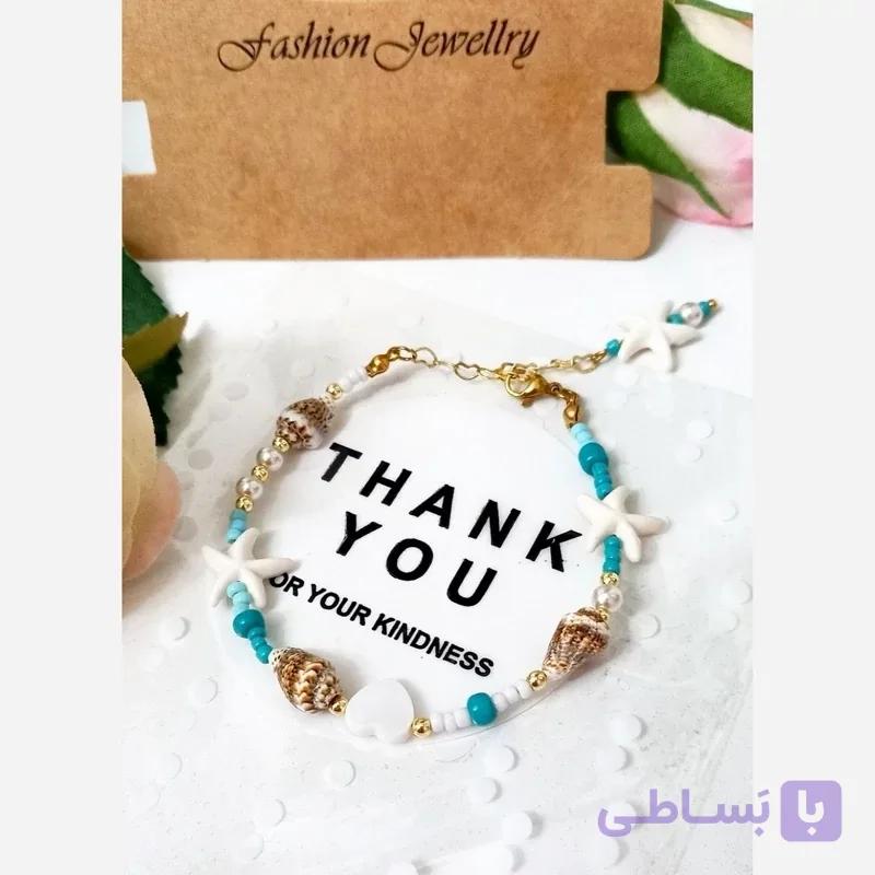 دستبند ساحلی سنگ صدف و صدف طبیعی باکیفیت استیل