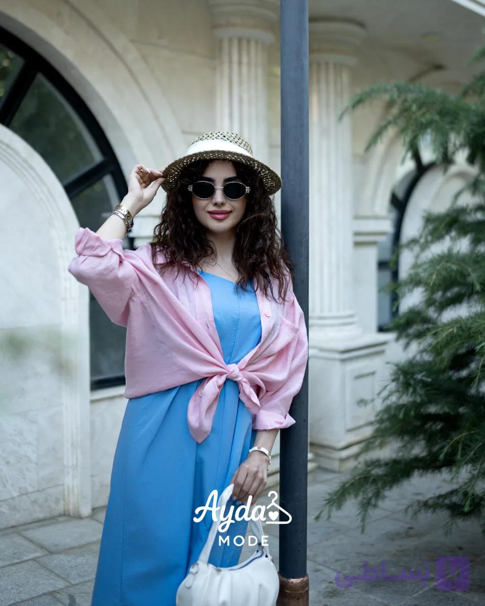 پیراهن زنانه ترک برند ktn ساحلی با بند تنظیم کننده
