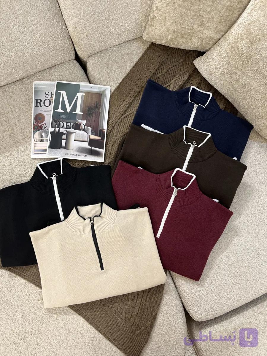 بافت نیم زیپ زنانه | Women’s Half-Zip Knit Sweater — تصویر 1