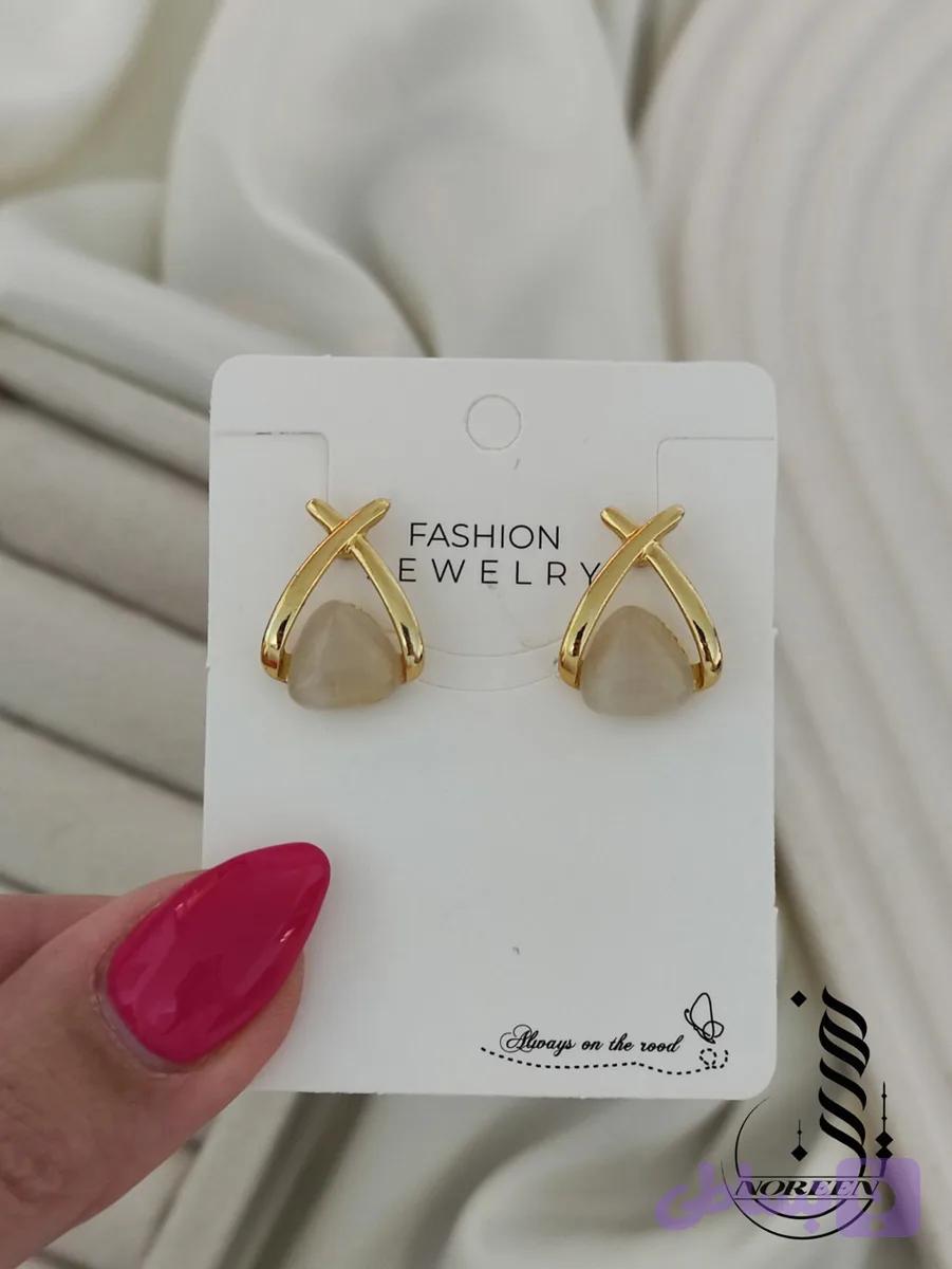 گوشواره مثلثی سنگی کد 4113 — تصویر 1