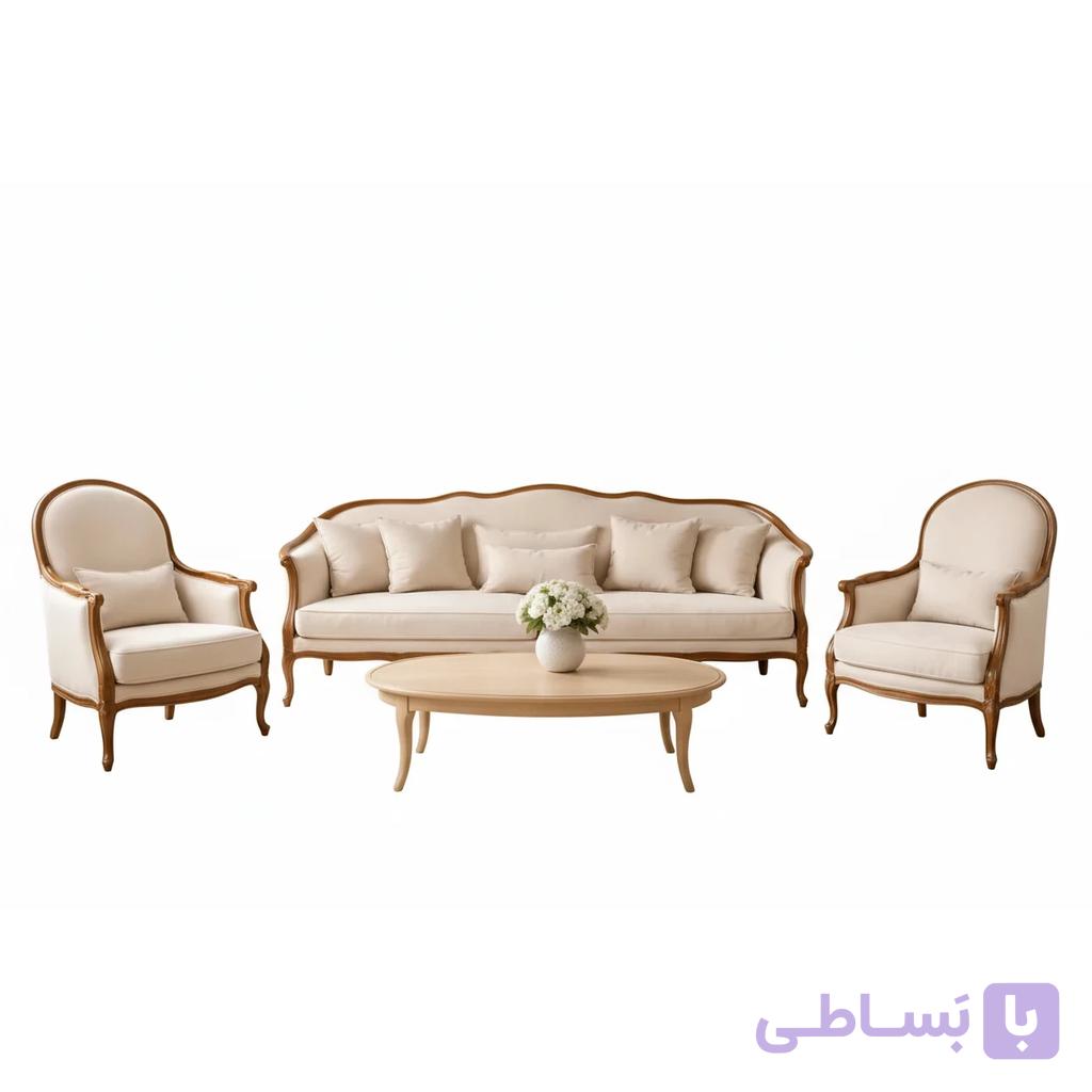 ست ۸ نفره مبلمان مدل کویین فرانسوی (French Queen) + جلو مبلی اختصاصی