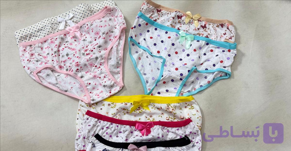 شورت زنانه نخی دو حاشیه رنگی وارداتی سایز بزرگ XL ضدحساسیت — تصویر 1