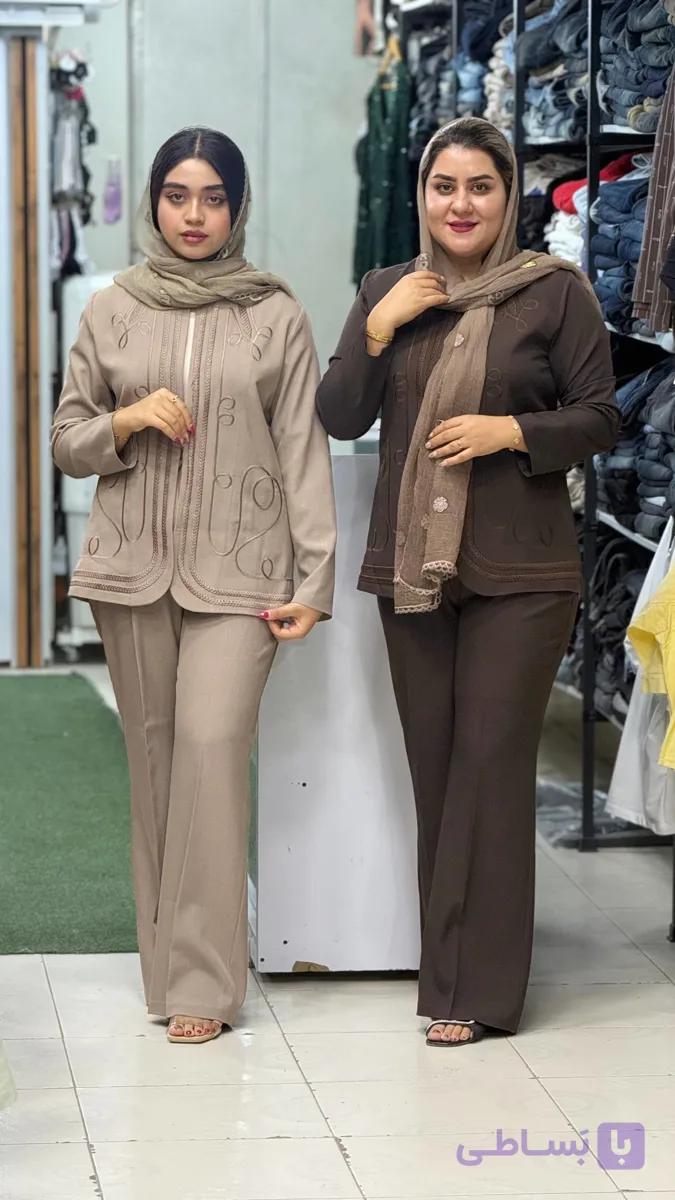 ست کت و شلوار گلدوزی شده پارچه بزیاق ترک اسپرت و مجلسی — تصویر 1