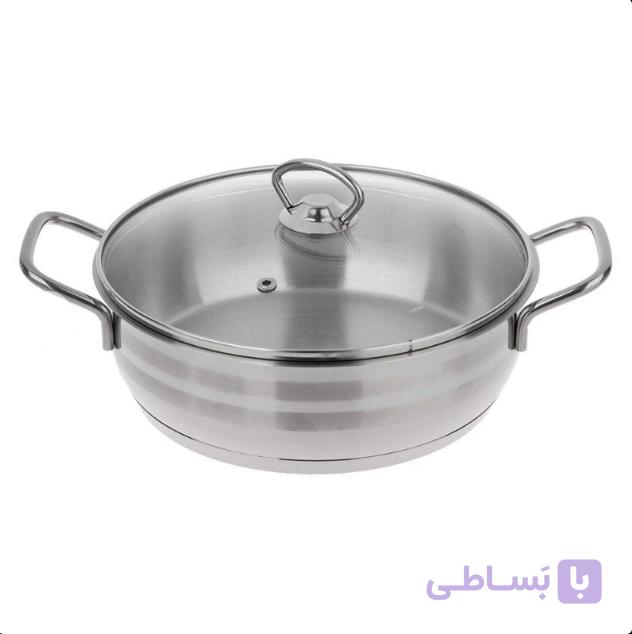 تابه تکی دو دسته استیل درب دار دستیلوکس 24 cm