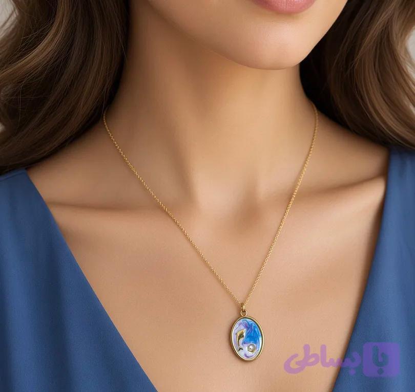 گردنبند با آویز بیضی