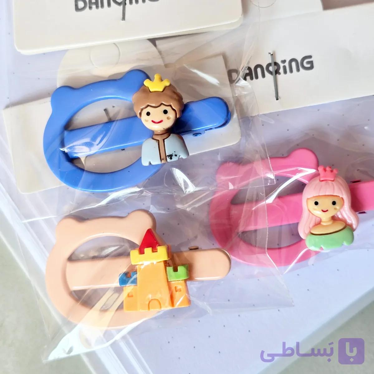 گیره مو انبری 3 عددی مدل پرنسس و قلعه — تصویر 1