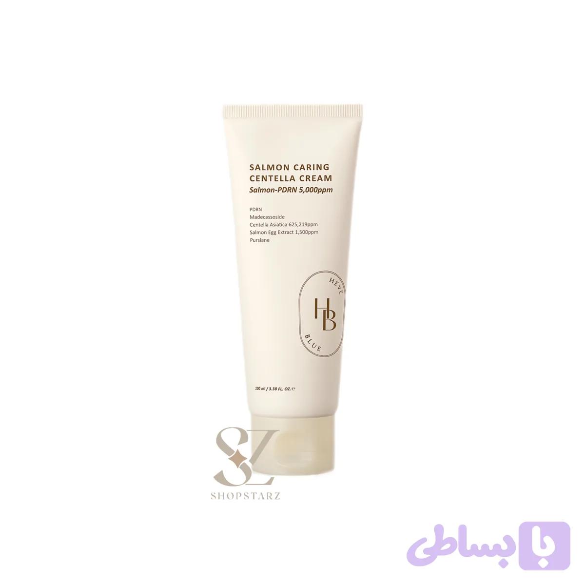 کرم مرطوب کننده سالمون هوبلو HEVEBLUE Salmon Caring Centella Cream 100ml | آبرسان و تسکین دهنده پوست — تصویر 1