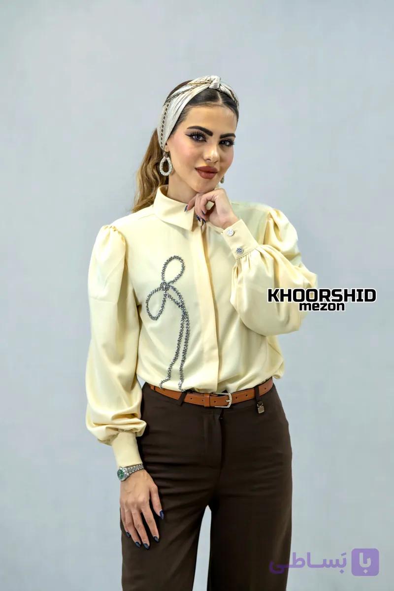 شومیز مجلسی کرپ طرح پاپیون کار دست