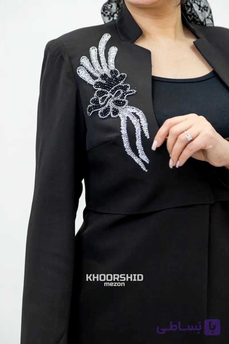کت زنانه مجلسی مشکی پنل سنگدوزی