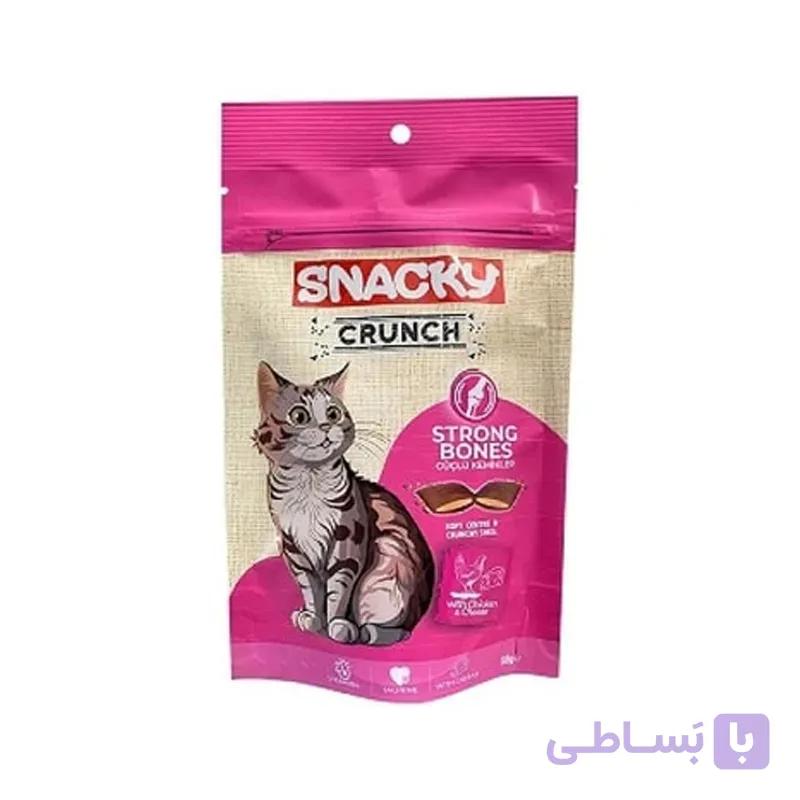 تشویقی گربه اسنکی مناسب تقویت استخوان طعم مرغ و پنیر وزن 60 گرم