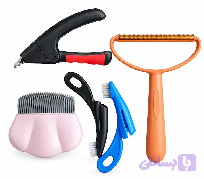 ست لوازم آرایشی و بهداشتی سگ و گربه ۵ تکه | پک کامل نظافت و گِرومینگ حیوانات