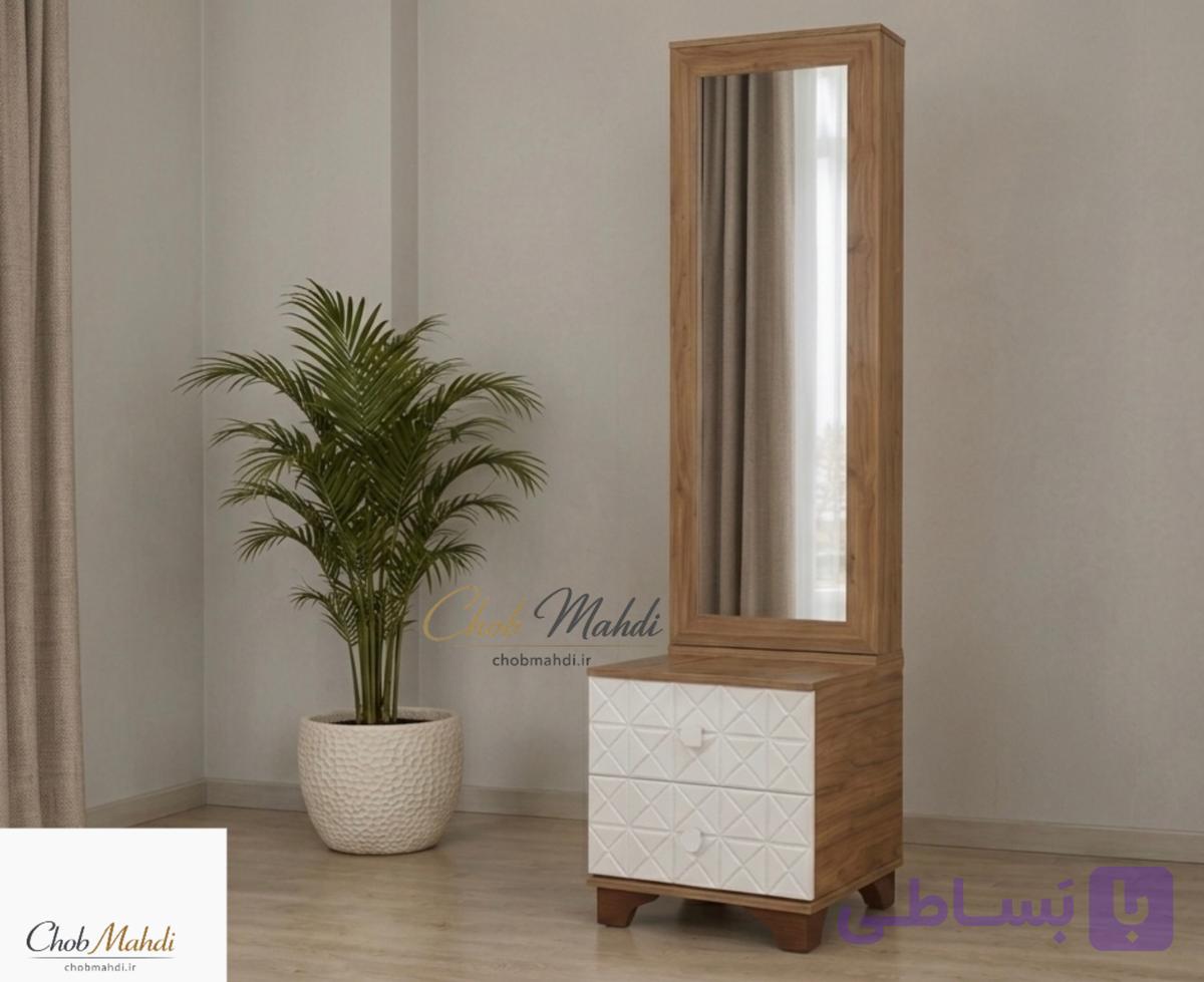 پاتختی آینه قدی باکس دار طبقه بندی داخلی برای لوازم آرایشی در رنگبندی متنوع