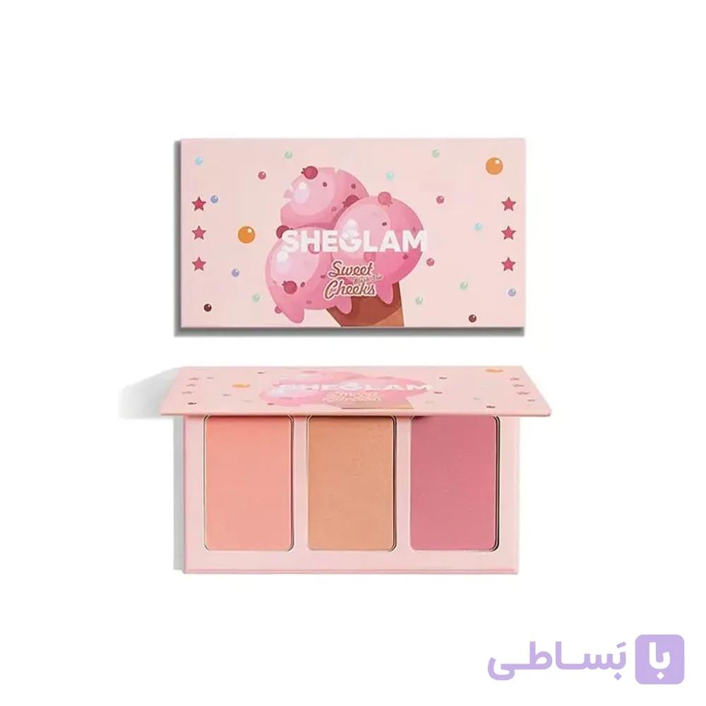 پالت رژگونه سه‌ تایی بستنی شیگلم مدل سویت بلاش تریو چیکس حجم 18 گرم
