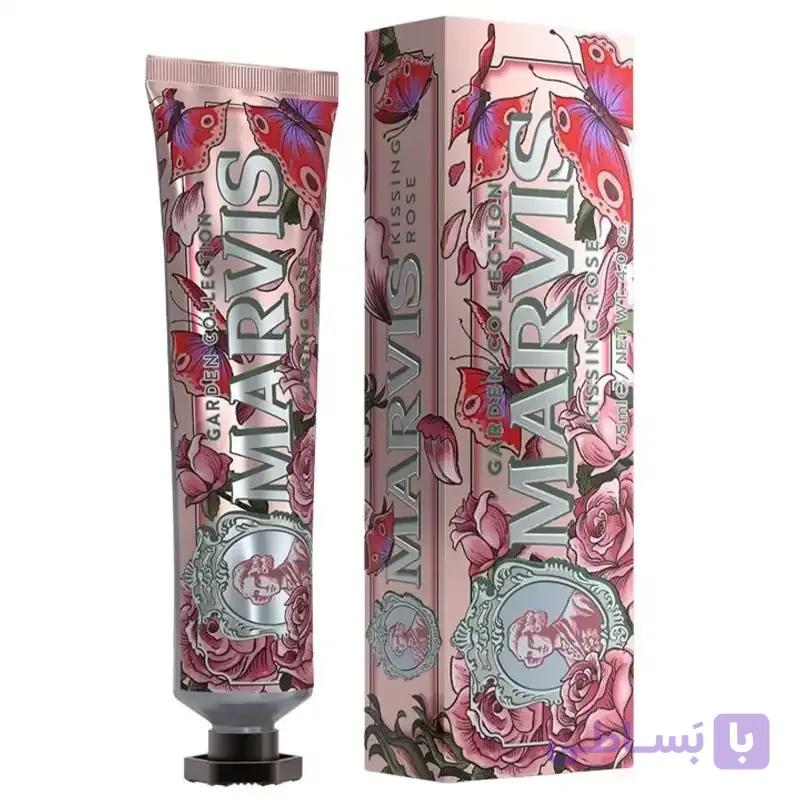 خمیر دندان مارویس (Marvis) مدل KISSING ROSE سری Garden – حجم 75 میلی‌لیتر — تصویر 1