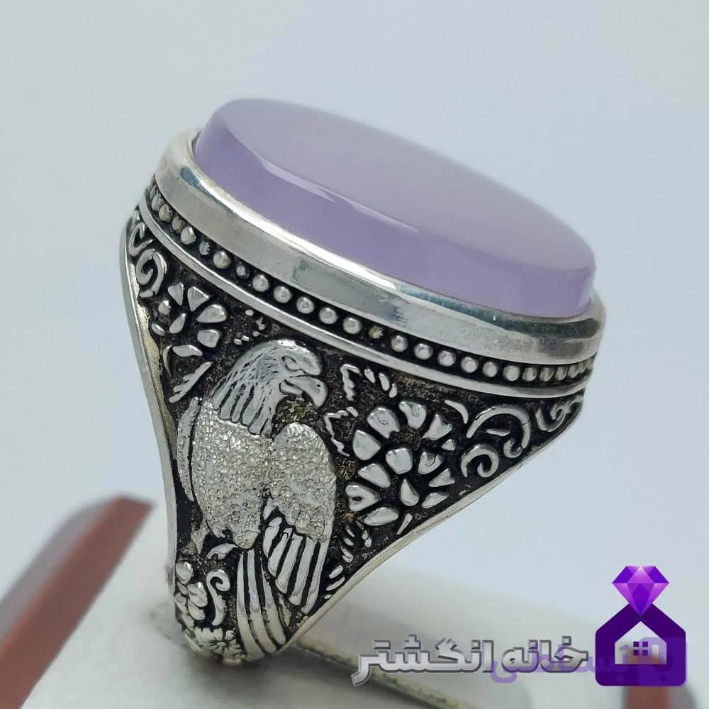 انگشتر عقیق سوسنی رکاب قلم کاری عقاب کد153 — تصویر 1