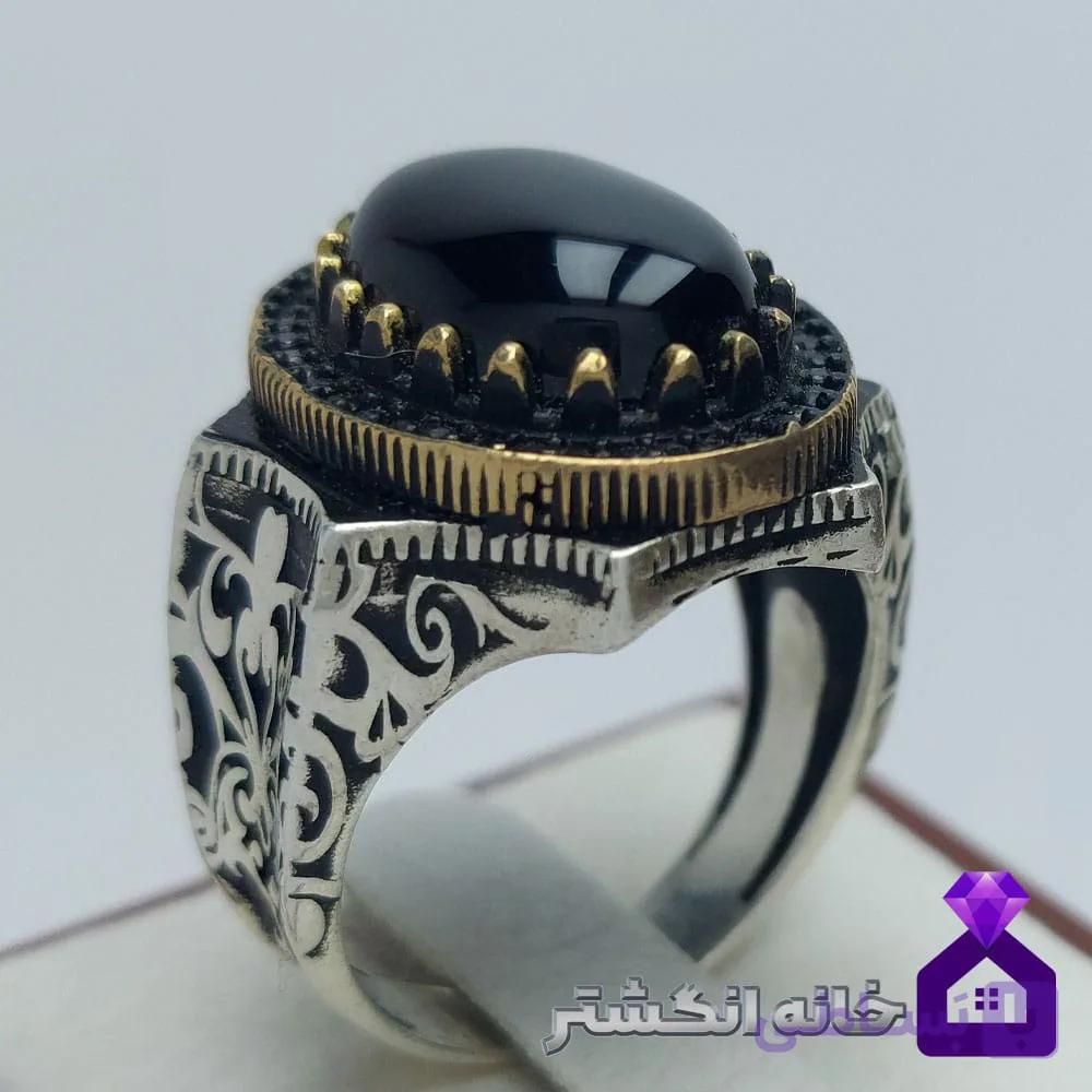 انگشتر اونیکس ترک (عقیق مشکی) کد133 — تصویر 1