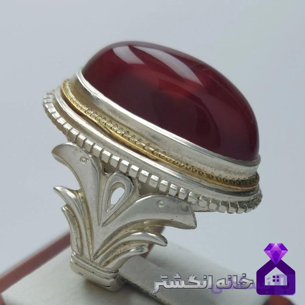 انگشتر عقیق سرخ کلوخه آبدار کد150 — تصویر 1