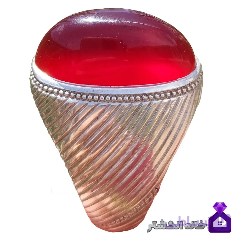 انگشتر عقیق سرخ آبدار رکاب شیاری دست ساز کد157 — تصویر 1