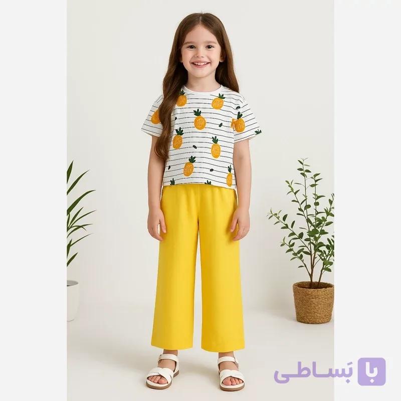 ست کراپ شلوار بچگانه دخترانه لینن سایز45و50