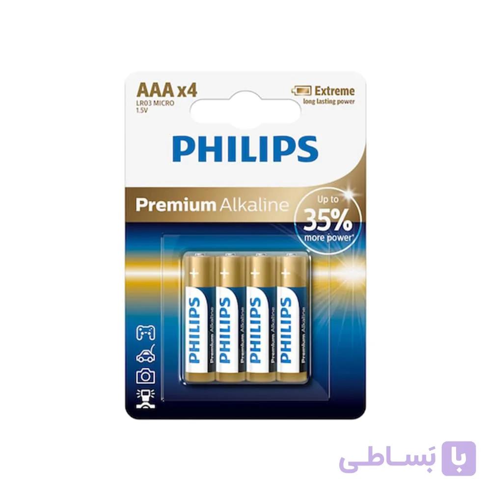 باتری قلمی فیلیپس Premium Alkaline LR06M4B/40 AA بسته 4 عددی — تصویر 1