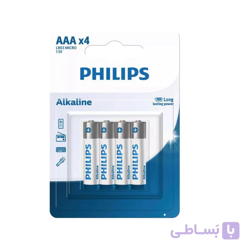 باتری قلمی فیلیپس آلکالاین Alkaline LR6A4B/40 AA بسته 4 عددی — تصویر 1